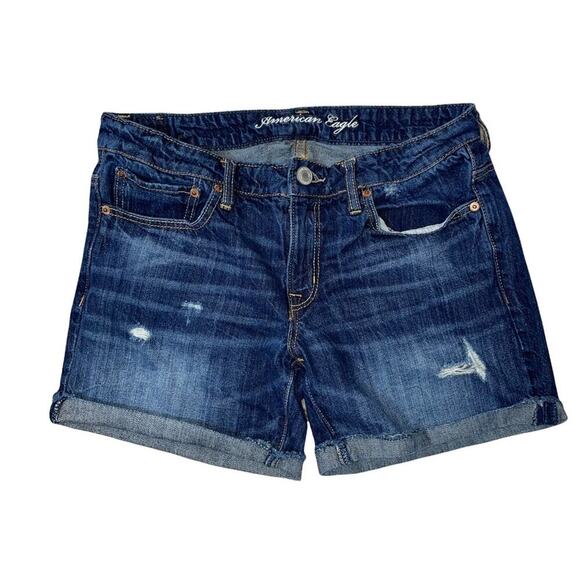 American Eagle AEO Jean cut off distressed rolled shorts SZ 6 American Eagle - Picture 1 of 8